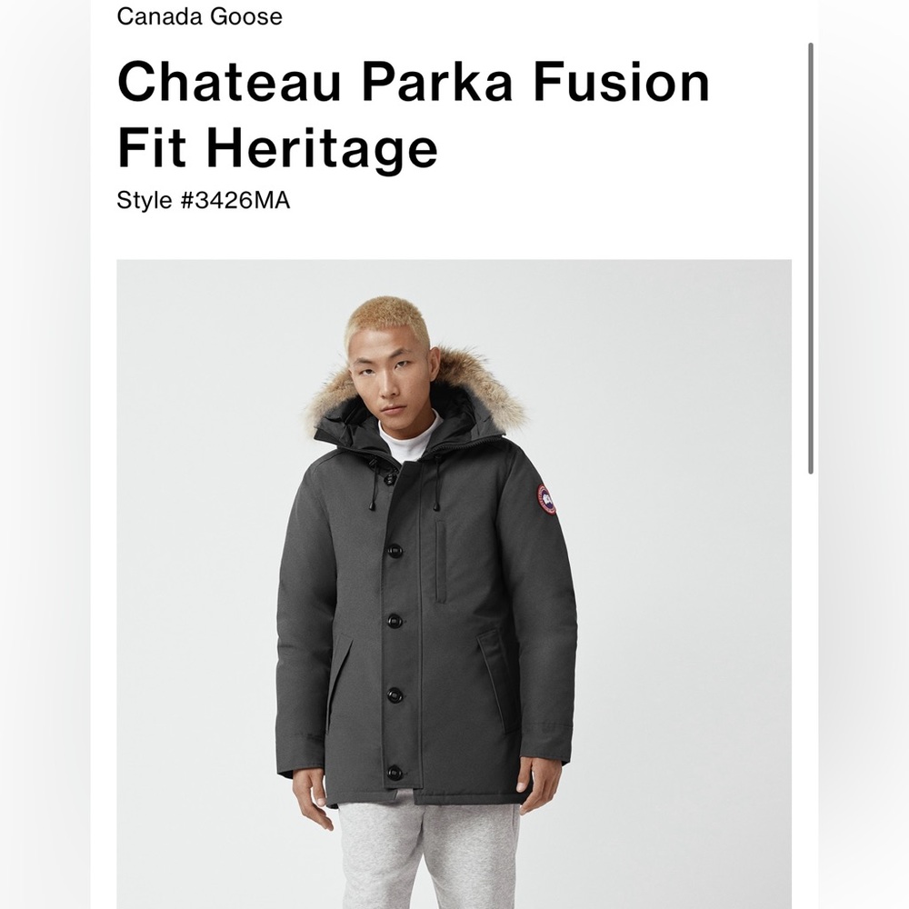 Canada Goose Men's Gray Puffer Jacket with Fur Hood
